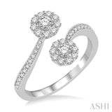 1/2 Ctw Branched Out Floral Mount Round Cut Diamond 2Stone Ring in 14K White Gold
