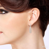 Silver Paper Clip Diamond Fashion Long Earrings
