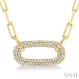 Pave-Set Paper Clip Diamond Fashion Necklace