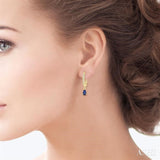 Pear Shape Gemstone & Petite Diamond Huggie Fashion Earrings