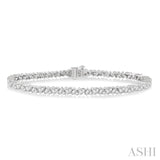 3 Ctw Zigzag Baguette and Round Cut Diamond Bracelet in 14K White Gold