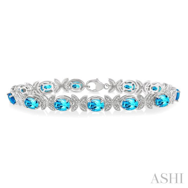 Genuine London Blue Topaz Tennis Bracelet Prong Set Fashion Jewelry 92