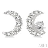 1/10 Ctw Crescent Moon Round Cut Diamond Petite Fashion Earring in 10K White Gold