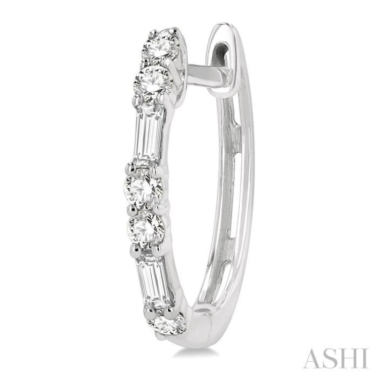 Petite Baguette Diamond Huggie Earrings 682V5RIADFSERWG Rocky