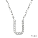 1/20 Ctw Initial 'U' Round Cut Diamond Pendant With Chain in 14K White Gold