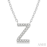 1/20 Ctw Initial 'Z' Round Cut Diamond Pendant With Chain in 14K White Gold