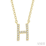 1/20 Ctw Initial 'H' Round Cut Diamond Pendant With Chain in 14K Yellow Gold