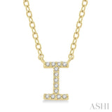 1/20 Ctw Initial 'I' Round Cut Diamond Pendant With Chain in 14K Yellow Gold