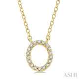 1/20 Ctw Initial 'O' Round Cut Diamond Pendant With Chain in 14K Yellow Gold