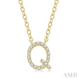 1/20 Ctw Initial 'Q' Round Cut Diamond Pendant With Chain in 14K Yellow Gold