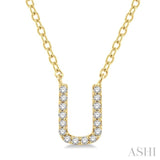 1/20 Ctw Initial 'U' Round Cut Diamond Pendant With Chain in 14K Yellow Gold