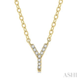 1/20 Ctw Initial 'Y' Round Cut Diamond Pendant With Chain in 14K Yellow Gold