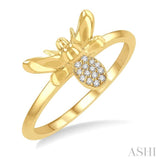 1/20 Ctw Bumble Bee Round Cut Diamond Petite Fashion Ring in 14K Yellow Gold