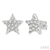 1/10 Ctw Star Round Cut Diamond Petite Fashion Earring in 14K White Gold