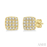 1/8 Ctw Cushion Shape Round Cut Diamond Petite Fashion Earring in 14K Yellow Gold