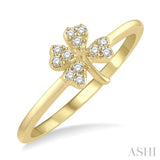 1/10 Ctw Clover Charm Round Cut Diamond Petite Fashion Ring in 14K Yellow Gold