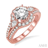 1 1/2 Ctw Diamond Engagement Ring with 3/4 Ct Round Cut Center Stone in 14K Rose Gold