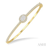 1 ctw Oval Shape Lovebright Round Cut Diamond Stackable Bangle in 14K Yellow and White Gold