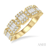 3/4 Ctw Baguette and Round Cut Diamond Fusion Ring in 14K Yellow Gold