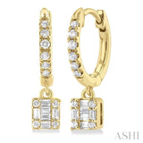 1/3 ctw Petite Pear Shape Fusion Diamond Fashion Huggies in 10K Yellow Gold