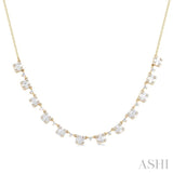 1 1/2 ctw Fusion Baguette and Round Cut Diamond Necklace in 14K Yellow Gold
