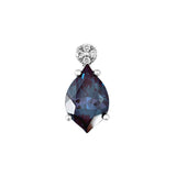 14K white gold pendant featuring an 11x7mm flame-cut Chatham lab grown alexandrite with Chatham lab grown diamond accents.