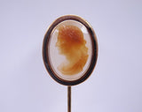 18K FRAME VICTORIAN CAMEO WITH 14K STICK PIN